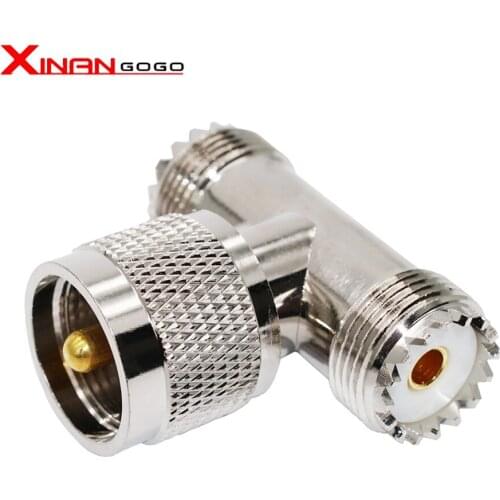 UHF male PL259 plug to 2x SO239 female jack T type 3way Splitter connector