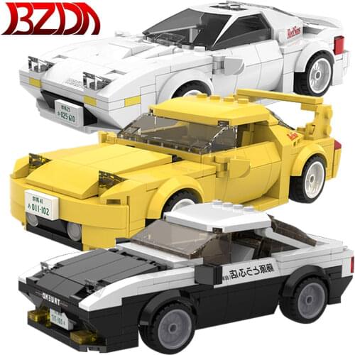 BZDA City High Tech AE86 FD3S FC35 Drift Racing Car Construction DIY Race Car Anniversary Building Blocks Toys For Children Gift