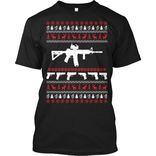 Funny Guns Army Ugly Sweater Christmas T-Shirt. Summer Cotton Short Sleeve O-Neck Mens T Shirt New S-3XL
