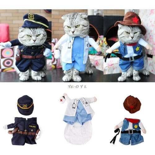 Funny Pet Costume Dog Cat Costume Clothes Dress Apparel Doctor Policeman Cowboy