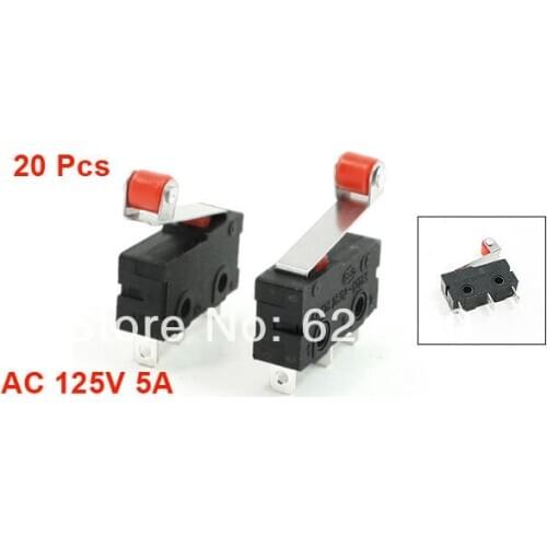 10 Pcs / Lot x AC 125V 5A 3 Pin Roller Hinge Lever Arm Miniature Micro Switch E-Switch SPDT 1 NO 1 NC