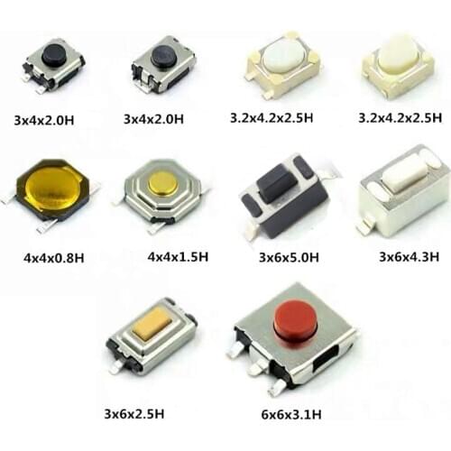 100Pcs/Lot Touch Switch 3x4x2 4x4x1.5 3x6x4.3 6x6x3.1 Induction Cooker Car Remote Control Button