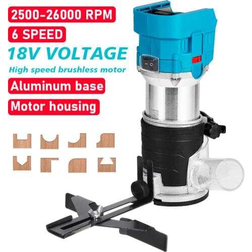 1000W Brushless Electric Trimmer Hand Trimmer Engraving Slotting Trimming Machine Carving Machine Routers for Makita 18V Battery