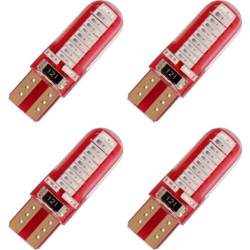 100X High quality silicone Car LED Light T10 LED W5W 24SMD 4014 168 Wedge Door Instrument Side Bulb Lamp DC 12V Free shipping