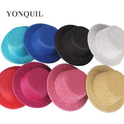 13CM Mini Blingbling Top Hat Hair Accessories Sequin Top Hats Base DIY Hair Accessories Kids Top Hat Headpieces 12PCS /LOT SYB21