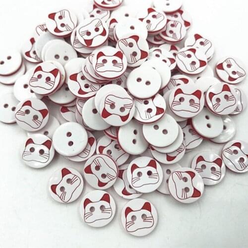 DIY 200pcs Resin buttons Cat pattern Round buttons decoration sewing Scrapbooking 13mm