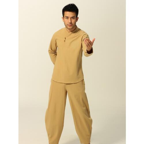 4Color Traditional Embroidery with Dragon Chinese Mens Kung fu Uniform Cotton Tai Chi Suit Vintage Button Size M L XL XXL XXXL