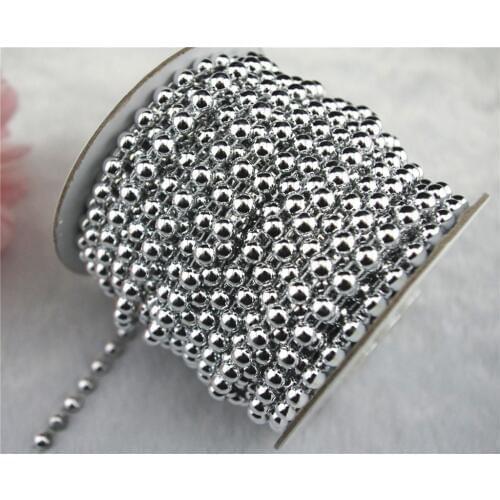 6mm Pearl 25m/roll New Craft Beads Pearls Sew Silver Half Pearl Chain Trims Sewing Crafts Costume Applique LZ43