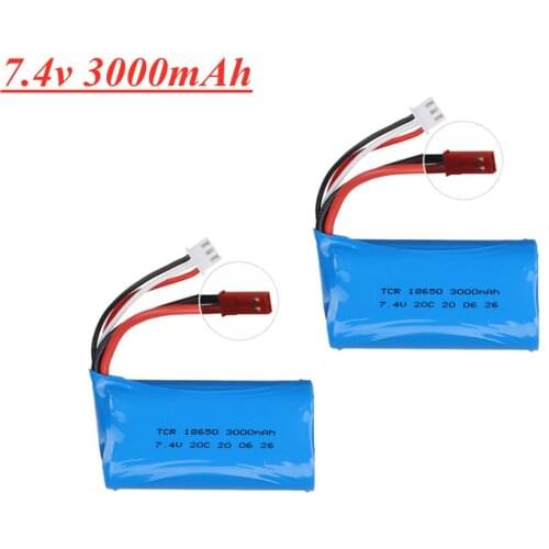 7.4V 3000mAh 18650 Lipo Batery For Udi U12A Syma S033g Q1 H100 H101 H102 H103 FT009 rc boat model parts 2s 7.4v Battery jst plug