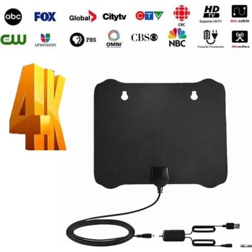 1080 Miles Indoor HD Digital TV Antenna Built-in Super Signal Amplifier DVB-T / T2 Fox UHF VHF Dual Satellite Receiver Antenna