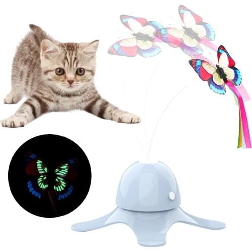 Automatic Funny Cat Toys Exercise Toy Electric Rotating Kitten Toys With Butterfly Boring Interactive Pet Toy
