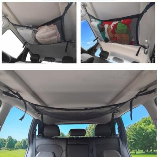 Car Ceiling Storage Net Pocket - Universal Car Roof Interior Luggage Net Bag With Zipper Trunk Storage Interior Accessories
