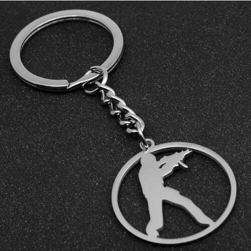Wholesale 12pcs/lot 2styles Game CSGO Stainless Steel Keychain Counter Strike CS GO Metal Key Chains For Men Male Keyring