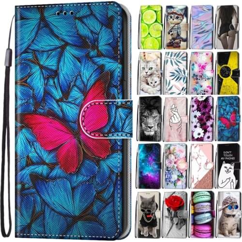 Case for Fundas Huawei P Smart 2021 Mate 40 Pro P30 P20 P40 Lite E Y5P Y6P Y7P Flip Wallet Leather Cute 3D Painted Phone Cover