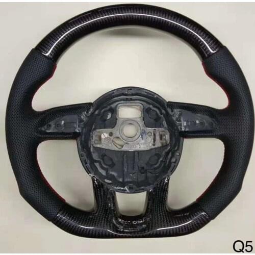For Audi Q5 Q3 2016-2021 Cuatomized Carbon Fiber Sports Flat Steering Wheel Alcantara Leather D-Shape Style