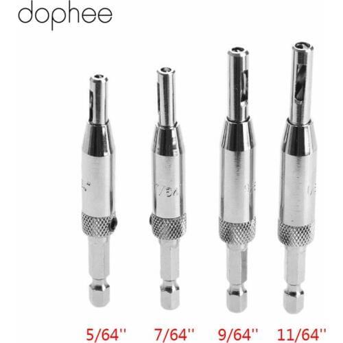 Dophee 4pcs Hinge Self-centering Drill Bit Set Hole Saw Bit Wood Door Cabinet Hinge Drilling Hole Wood Reamer Tools Speed Steel