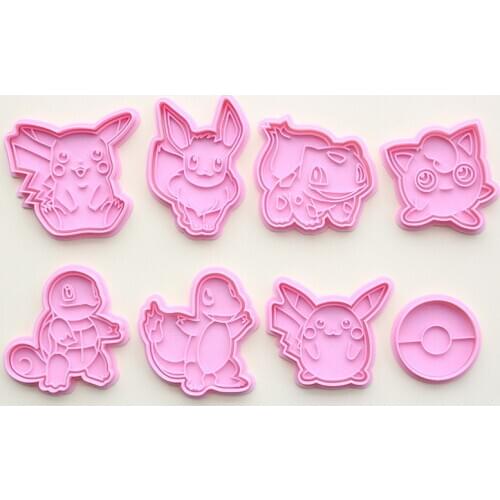 8 Pcs Set Pokemon Cookie Cutters 3d Cartoon Cartoon Skull Mold Plastic Pressing Fun Baking Mold Unicorn Cookie Mould Baking Prop