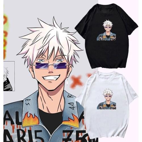 Gojo Satoru Same Style Tshirt Anime Jujutsu Kaisen Cartoon Printed Tops Men Streetwear Summer Manga Unisex Short-sleev Tee