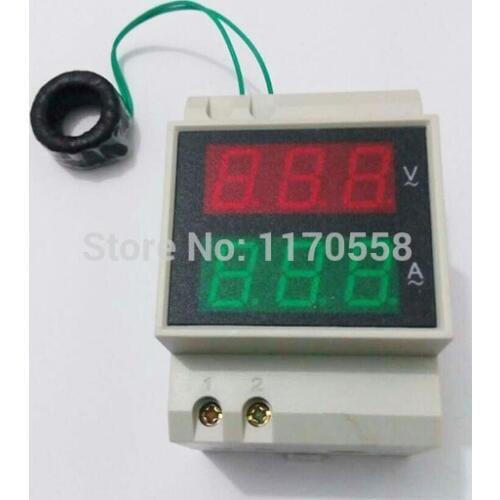 Din rail voltage and current meter AC 200-450V 0.1-99.9A with external CT Current transformer CT99.9A /CT200A voltmeter ammeter