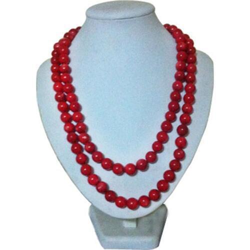 48 inches 12-13 mm Red Large Round Natural Coral Chain Necklace
