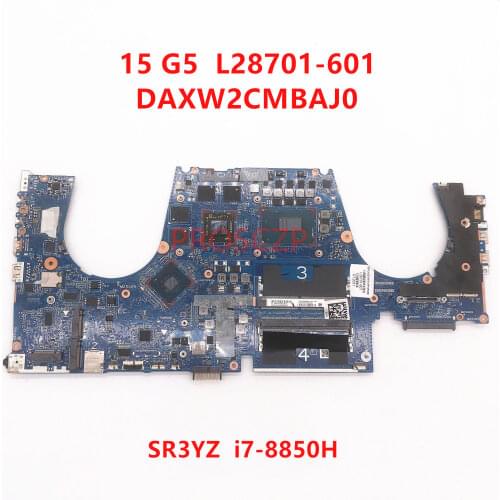 For HP ZBOOK 15 G5 L28701-001 L28701-501 L28701-601 Laptop motherboard DAXW2CMBAJ0 with SR3YZ I7-8850H CPU 100% full Tested