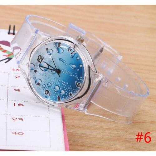 Lovely Kids Boys Girls Quartz Watch Transparent Silicone Gel Band Wristwatch Student Gifts LXH