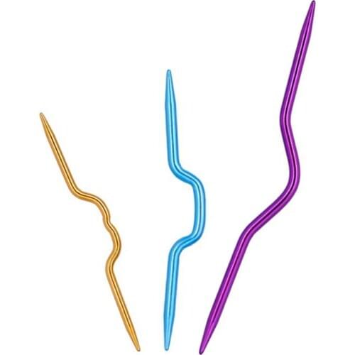 MIUSIE 3Pcs/lot Curved Crochet Hooks Aluminum Knitting Needles Pins For Scarf Sweater Twist Weaving Sewing Stitch Knit Tools