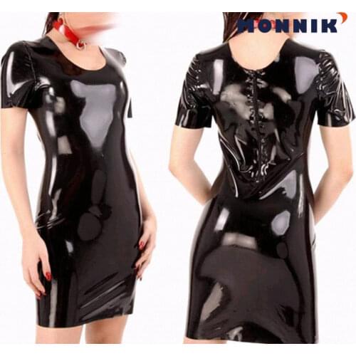 MONNIK latexFashion Latex Women Summer Dresses Rubber Unique Party Womens Gowns Club Wear