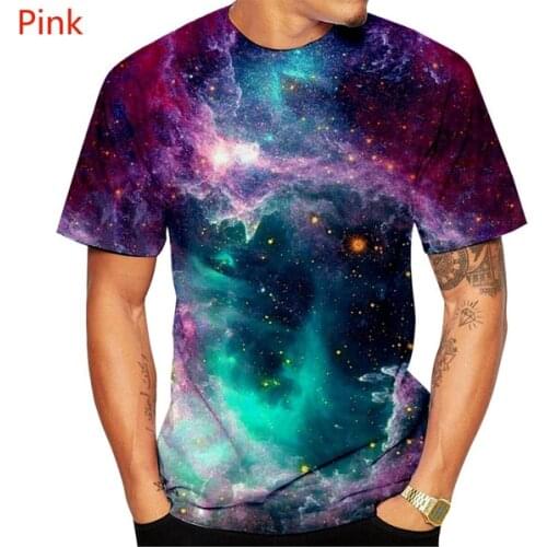 Men Starry Sky Short Sleeve Cool T-Shirts 3D Print Colorful Cloud Male T-Shirts