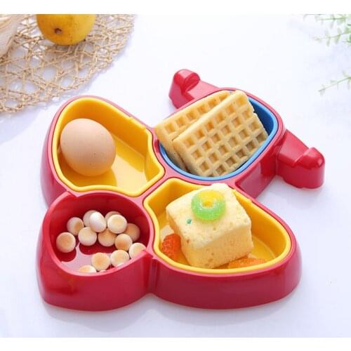 Baby Feeding Dishes Set Bowl Plate Kids Dinnerware Tableware BPA Free Eco Friendly Cute Airplane Dishes Baby Sub-grid Eat Tray
