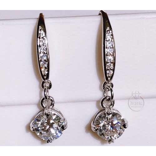 Moissanite Dangler 0.5ct 1ct D-F Color Moissanite Drop Earrings 925 Silver Eardrop Jewelry Dazzling for Wedding