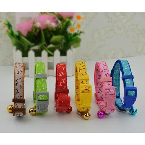 2 Sizes 6 Colors Stars Pattern Nylon Small Lace Dog Cat Pet Collar Strap with Bells