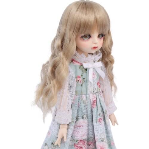 Aidolla 1/6 BJD Doll Wig Medium-Length Curly Bangs Hair Wig Natural Color High Temperature Doll Accessories For DIY BJD Dolls