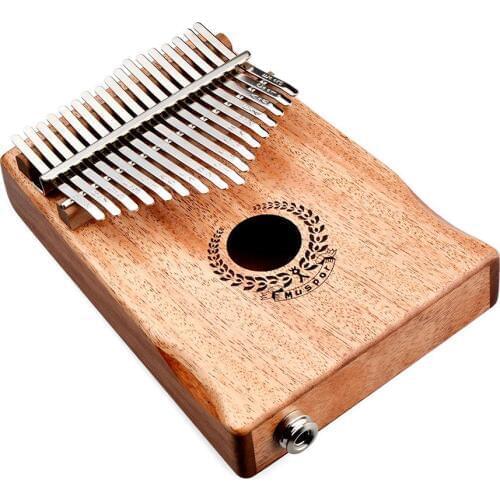 Muspor 17 Key EQ Kalimba Mbira Mahogany Thumb Piano Finger Percussion Keoboard Instrument With Bag + 3M Cables + Accessories Set