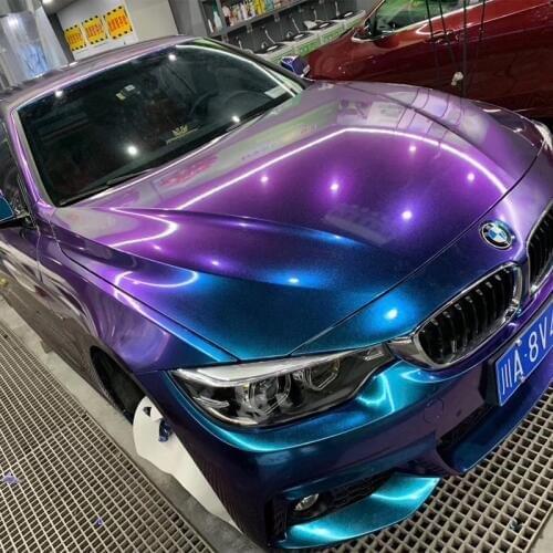 Premium Glossy DIY Car Body Film Chameleon Pearl Glitter Vinyl Sticker Purple Blue Chameleon Automobiles Car Wrap Vinyl Film