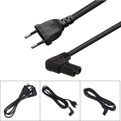 Right Angled Eu Euro Ac Power Cord Cable Lead Eu 2-Prong to Figure 8 C7 for Tv,Printers,Cameras,Ps4,Ps3