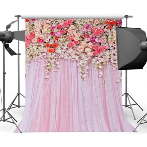 Mehofoto Pink Wedding Ceremony Background for Photography Flower Photo Backdrop Booth Studio Married G-238
