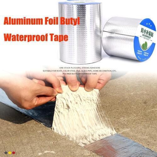 Self adhesive Aluminum Foil Rubber Tape High temperature Waterproof for Roof Pipe Repair Stop silver super fix sealing duck tape
