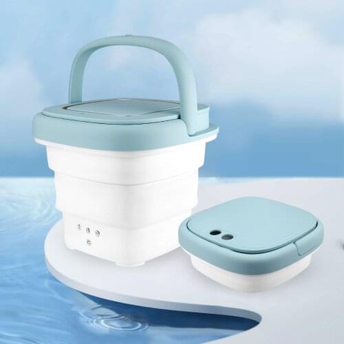 Blue Portable Foldable Electric Washing Machine Mini Folding Automatic Clothes Washing Machine Underwear Washer And Dryer