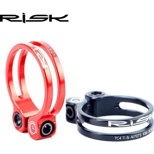 Risk 31.8mm 34.9mm Bicycle Seatpost Clamp Ultralight Aluminum Clamp with Titanium Alloy Bolts MTB Road Bike Quick Release
