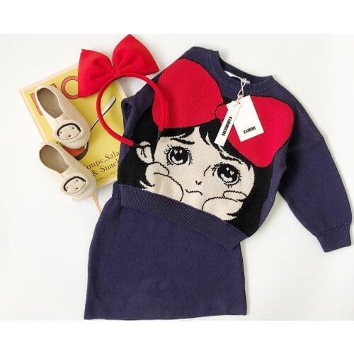 Tonytaobaby Autumn and Winter Clothes New Kids Cartoon Cute Kids Knitted Sweater Girls Two Suits Boutique Kids Clothing
