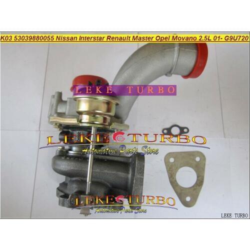 Free Ship K03 53039700055 53039880055 Turbo Turbocharger For Nissan Interstar For Renault Master For Opel Movano 01 G9U 720 2.5L