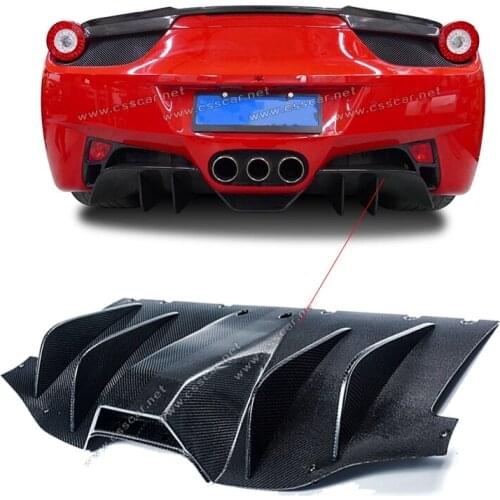 V Style Real Carbon Fiber Rear Bumper Lip Diffuser Chin Protector For Ferrari 458 2011-2016 Car Modification Styling