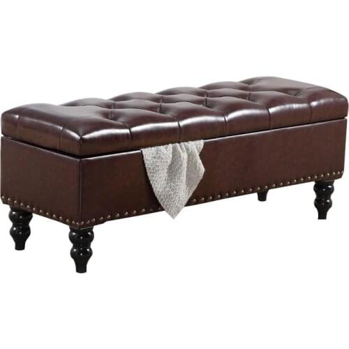Clothing store strip sofa bench fitting room change shoe stool European solid wood leather bench bed tail stool storage