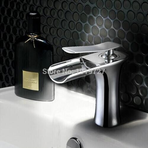 Vidric Wholesale Hot Sale 100% Brass Modern Style Design Bathroom White Or Chrome Single Handle Single Hole Waterfall Faucet