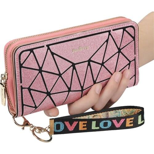 Top Quality Leather Women Wallets Korean Phone Wallet Clutch Leather Card Holder Geometry Wallet Designer Purse