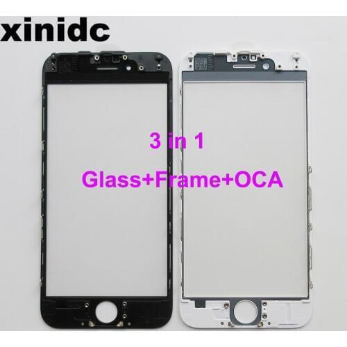 Xinidc Outer Glass with Bezel with OCA Frame For iPhone 7 Plus Front Glass+frame +OCA lcd repair part Free DHL/EMS