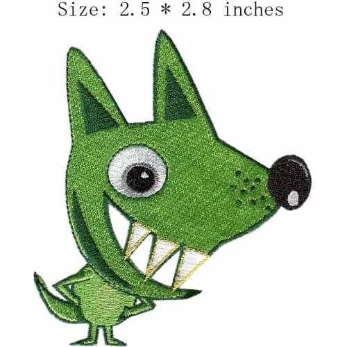 The green animal 2.5"wide embroidery patch for curving/akimbo/white teeth