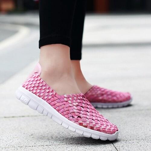 Womens Flats Female Casual Shoes Woman Sneakers Ladies Jogging Shoe Weave Breathable Walking Plus Size 35-42 Nine Colors