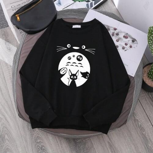 Totoro Harajuku Gothic Summer anime Cartoon Print Pullover 2021 Autumn Long Sleeve Hoodies Plus Size Loose Women Sweatshirts